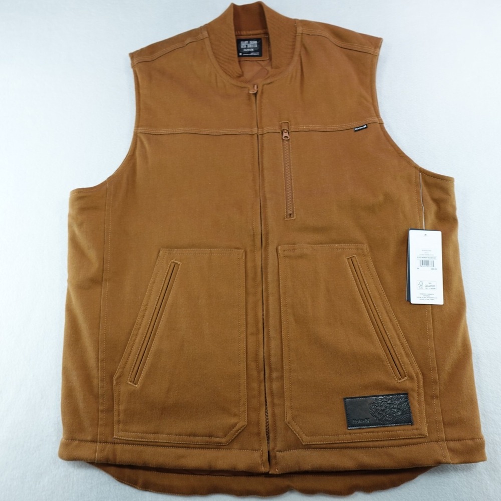 NWT Elliot Sloan/ Ben Grillo Hurley Vest Mens‎ Brown Canvas Pocket Street Dragon